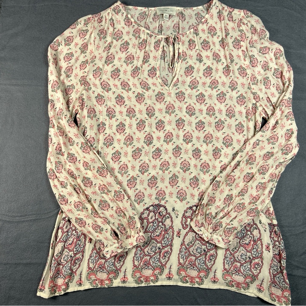 Lucky Brand Floral Print Women's Medium Top - Picture 3 of 12